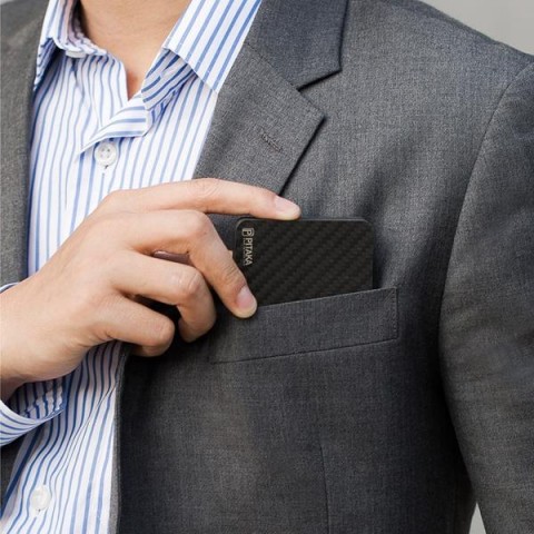 Карбоновая визитница MagEZ Wallet с 6 отсеками из углеволокна цвет черный