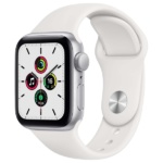 Apple Watch SE 40mm Silver Aluminum Case with White Sport Band 1