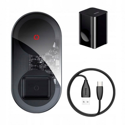 Беспроводное зарядное устройство Baseus Simple 2in1 (15W) Wireless Charger прозрачное/чёрное
