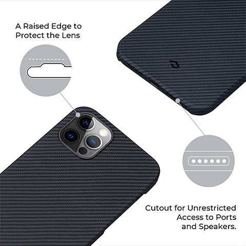 Кевларовый чехол Pitaka Air Case Twil для iPhone 12/12 Pro 6.1", черно-серый