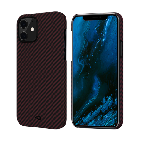 Кевларовый чехол Pitaka MagEZ Case для iPhone 12 6.1", черно-красный