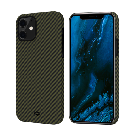 Кевларовый чехол Pitaka MagEZ Case для iPhone 12 6.1", черно-зеленый
