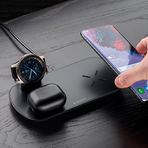 Беспроводное зарядное устройство Deppa Qi 3 в 1: Qi, Galaxy Watch, Galaxy Buds 17.5W