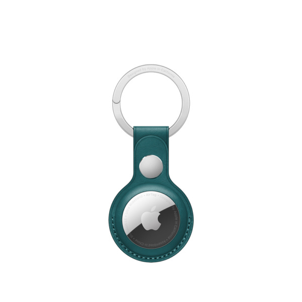 Кожаный брелок для AirTag с кольцом для ключей, цвет «зелёный лес»