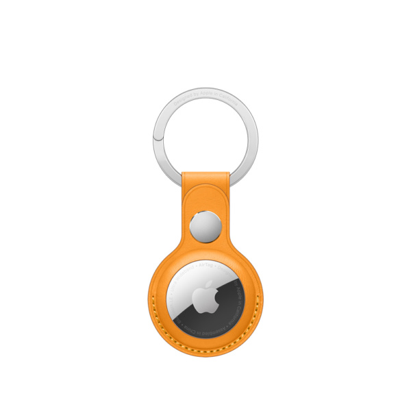 Кожаный брелок для AirTag с кольцом для ключей, цвет «золотой апельсин»