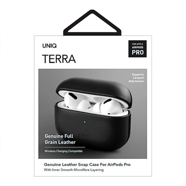 Кожаный чехол Uniq Terra Genuine Leather для AirPods Pro черный