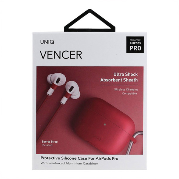 Чехол с карабином Uniq Vencer Hang case для AirPods 3 темно красный