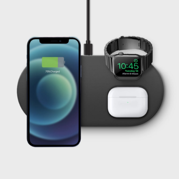 Зарядное устройство Uniq Aereo Plus 3-in-1 Fast Wireless Charging Pad + Apple Watch MFI черный