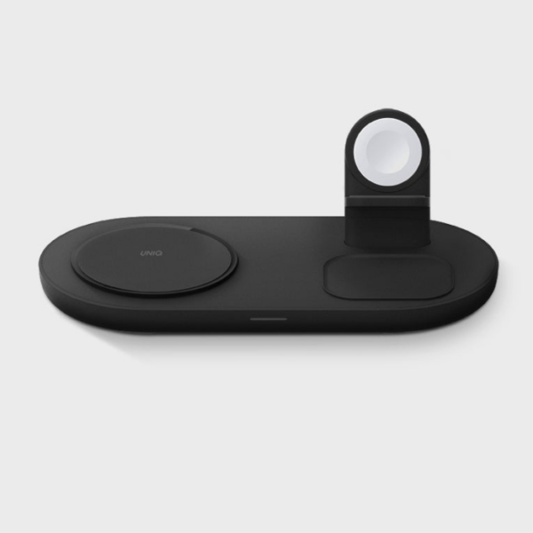 Зарядное устройство Uniq Aereo Plus 3-in-1 Fast Wireless Charging Pad + Apple Watch MFI черный