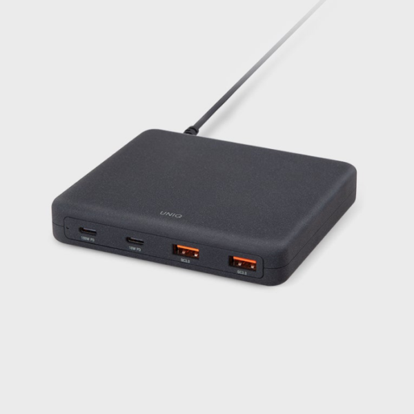 Сетевое зарядное устройство Uniq Surge Mini 100W 4-USB Charging Station Duo Type-C PD & QC 3.0 черный