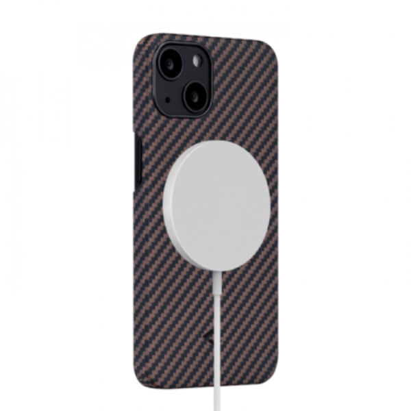 Кевларовый чехол Pitaka MagEZ Case 2 для iPhone 13  6.1", черно-коричневый