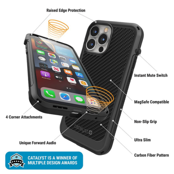 Ударостойкий чехол Catalyst Vibe Impact Case для iPhone 13 Pro Max 6.7", черный Carbon (Stealth Black)