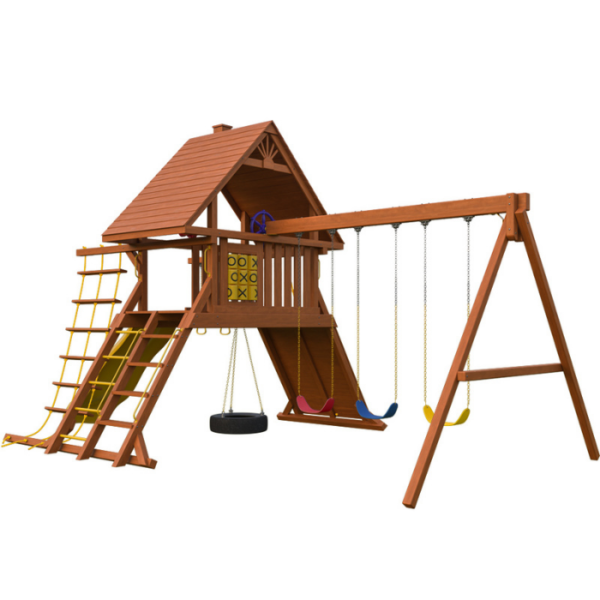 Детский игровой комплекс New Sunrise "Зарница с деревянной крышей"