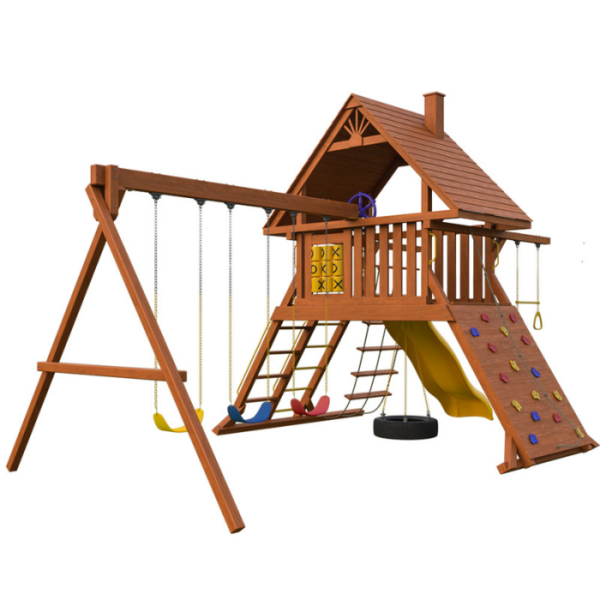 Детский игровой комплекс New Sunrise "Зарница с деревянной крышей"