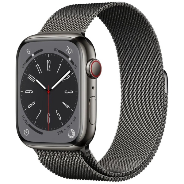 Часы Apple Watch Series 8 GPS + Cellular 45 мм, нержавеющая сталь «серый космос», миланский браслет «серый космос»
