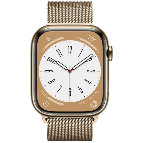 Часы Apple Watch Series 8 GPS + Cellular 41 мм, нержавеющая сталь золото, миланский браслет золотой