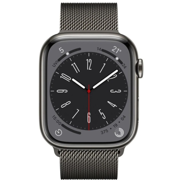 Часы Apple Watch Series 8 GPS + Cellular 41 мм, нержавеющая сталь «серый космос», миланский браслет «серый космос»