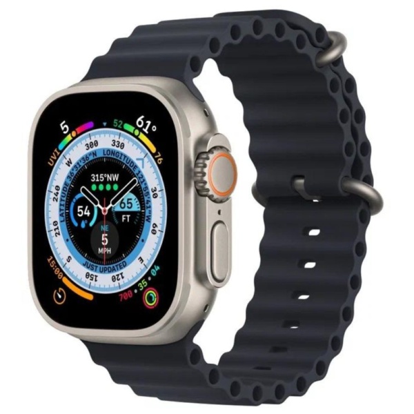 Часы Apple Watch Ultra GPS + Cellular 49 мм, титановый корпус, ремешок Ocean Темно-синего MQET3