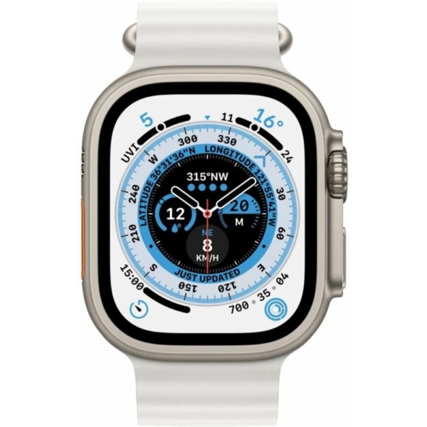 Часы Apple Watch Ultra GPS + Cellular 49 мм, титановый корпус, ремешок Ocean Белого MNH83