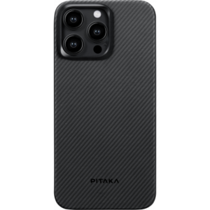 Чехол Pitaka MagEZ Case 4 для iPhone 15 Pro Max, черно-серый узкое плетение, кевлар (арамид)
