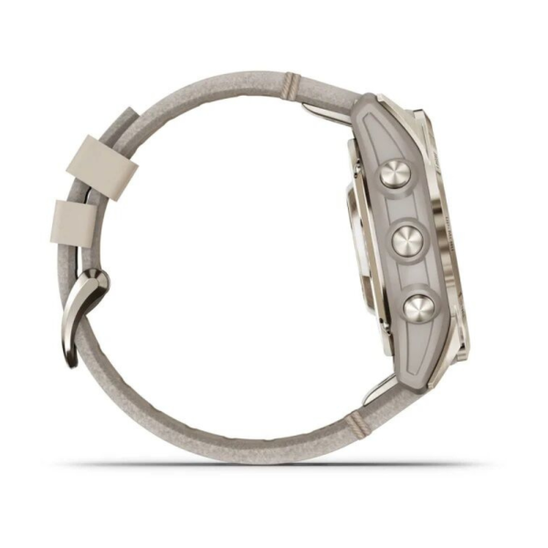 Умные часы Garmin FENIX 7S Pro Sapphire Solar Soft Gold Limestone Leather Band 010-02776-30